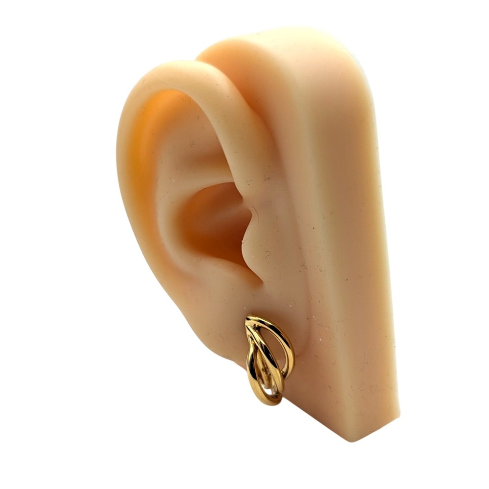 Napier Vintage Gold Tone Intertwined Hoop Clip On Earrings Screw Back Style